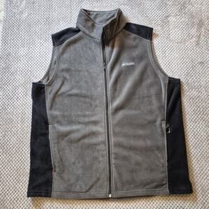 Columbia Steens Mountain Fleece Vest 2XT Tall Gray Black Full Zip Pockets New